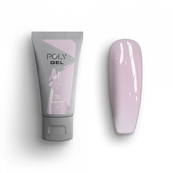 Polygel Milky Pink je profesionalni akrilni gel za nohte (poligel) v nežnem, rahlo vijoličasto roz...