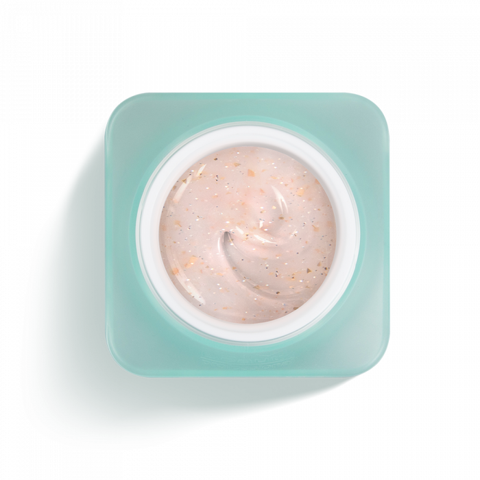 Liquid Polygel No Filing Milkshake 01 je mlečen odtenek z reflektivnimi ble&scaron;čicami in sijo�...