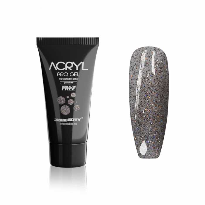 Acryl Pro Gel Micro Reflective Glitter Graphite - Brez HEMA & TPO